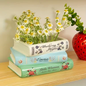 vase vieux livres en céramique