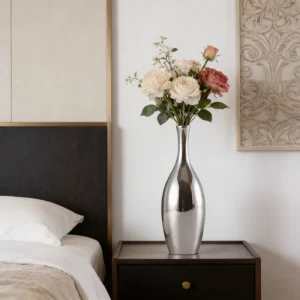 Vase céramique argenté